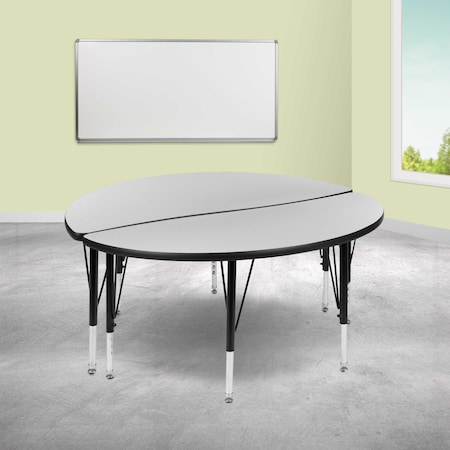 Flash Furniture Round 47.5 W, 48 L, 25.25 H, Chrome, Laminate, Particleboard, Steel, Grey XU-GRP-A48-HCIRC-GY-T-P-GG